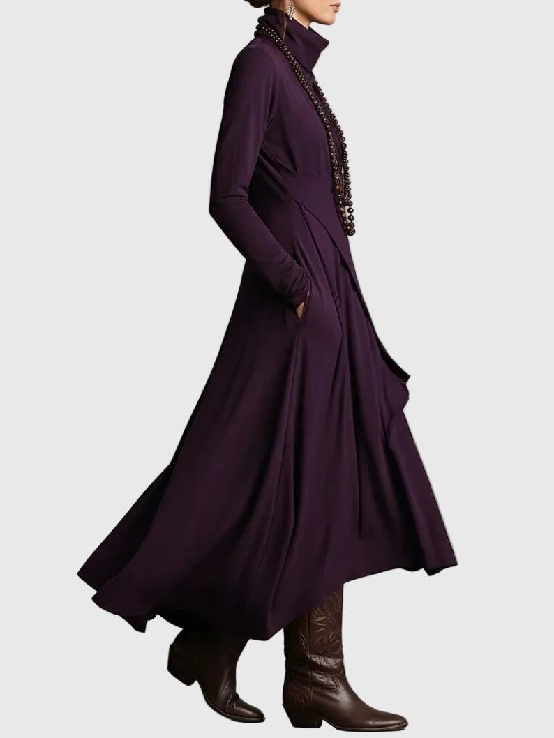 Freya | High-Neck Drapé Robe Longue