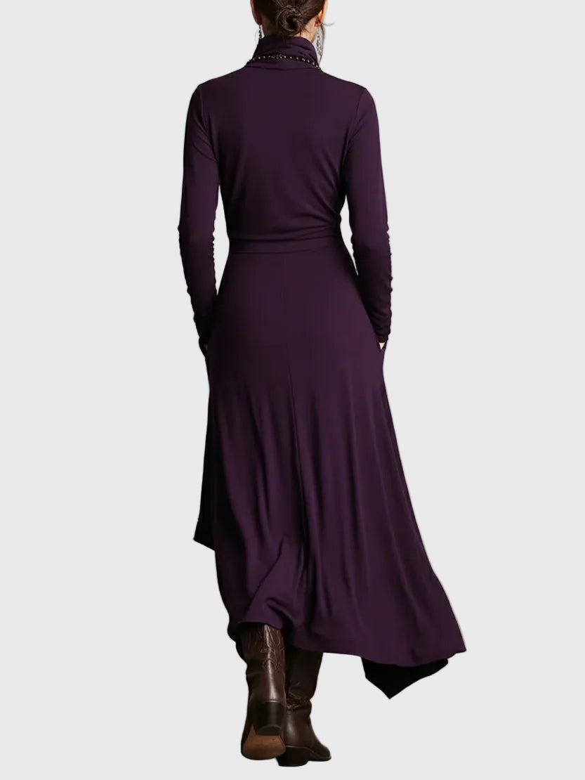 Freya | High-Neck Drapé Robe Longue