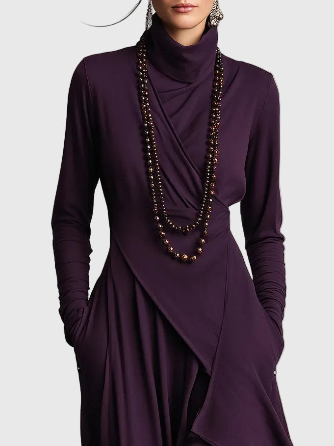 Freya | High-Neck Drapé Robe Longue