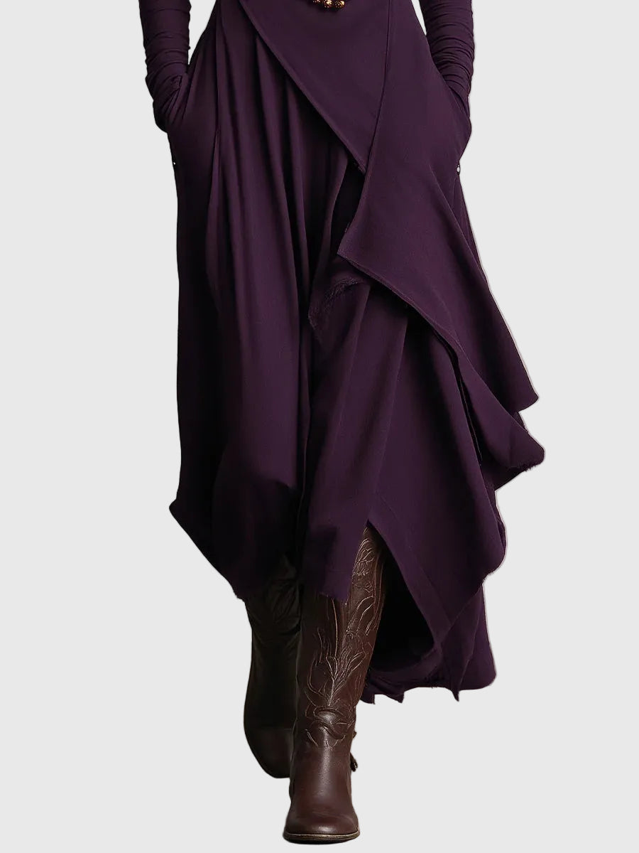 Freya | High-Neck Drapé Robe Longue