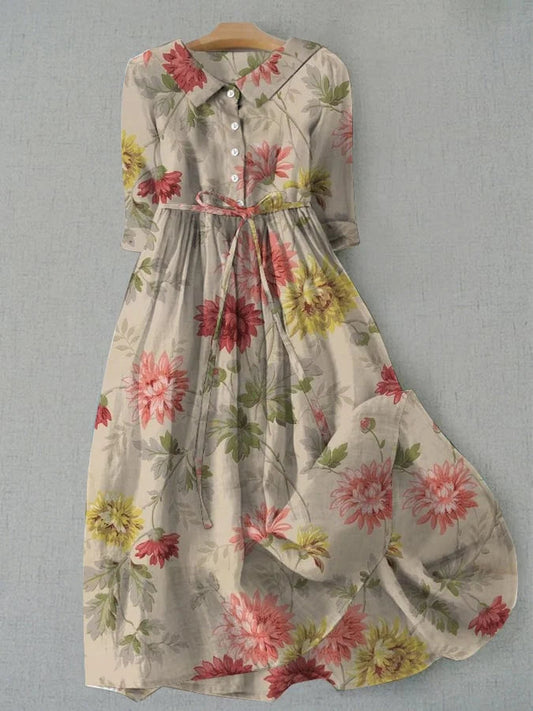 Lena | Vintage Floral Boutonnée Robe