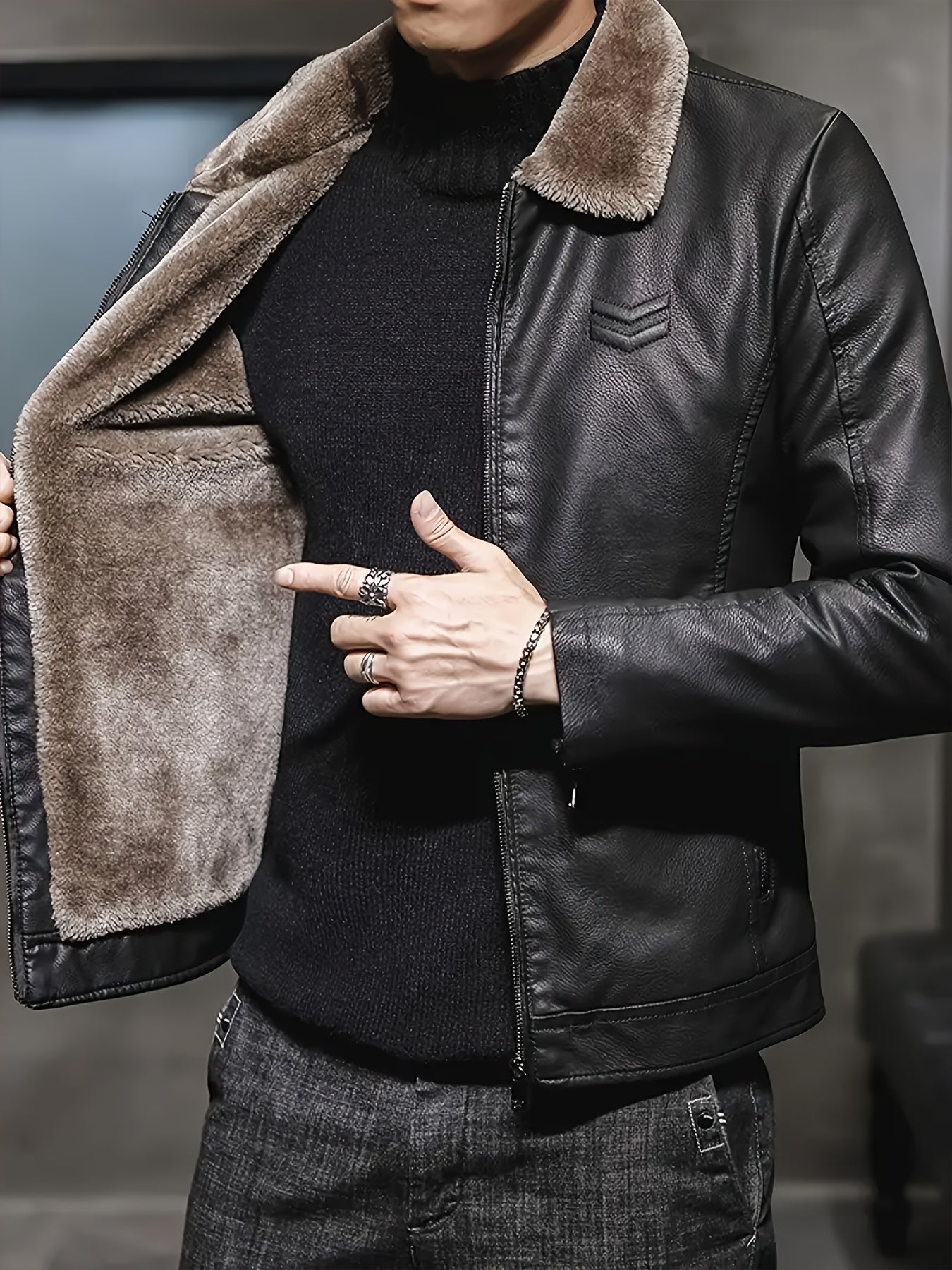 Loïc | Veste Biker Moderne en Cuir Synthétique