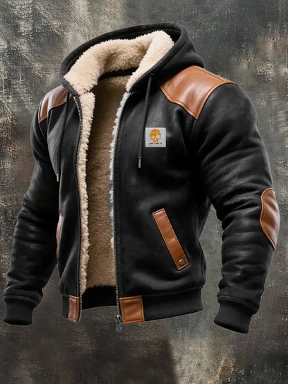 Élise | Veste Vintage Cuir Synthétique à Capuche