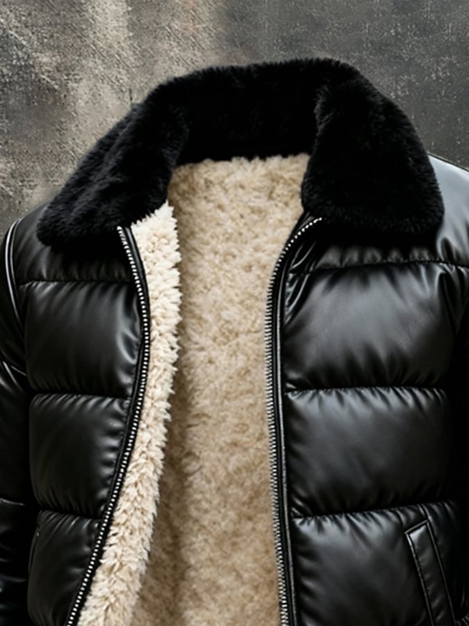 Céline | Veste en Cuir à Doublure Sherpa