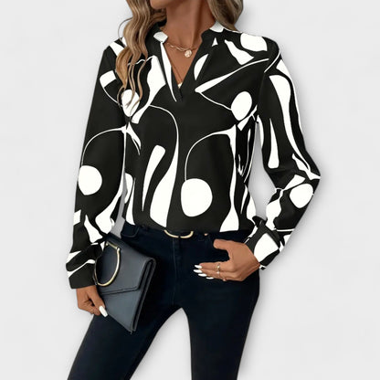 Zara | Imprimé Abstrait Manches Longues Blouse