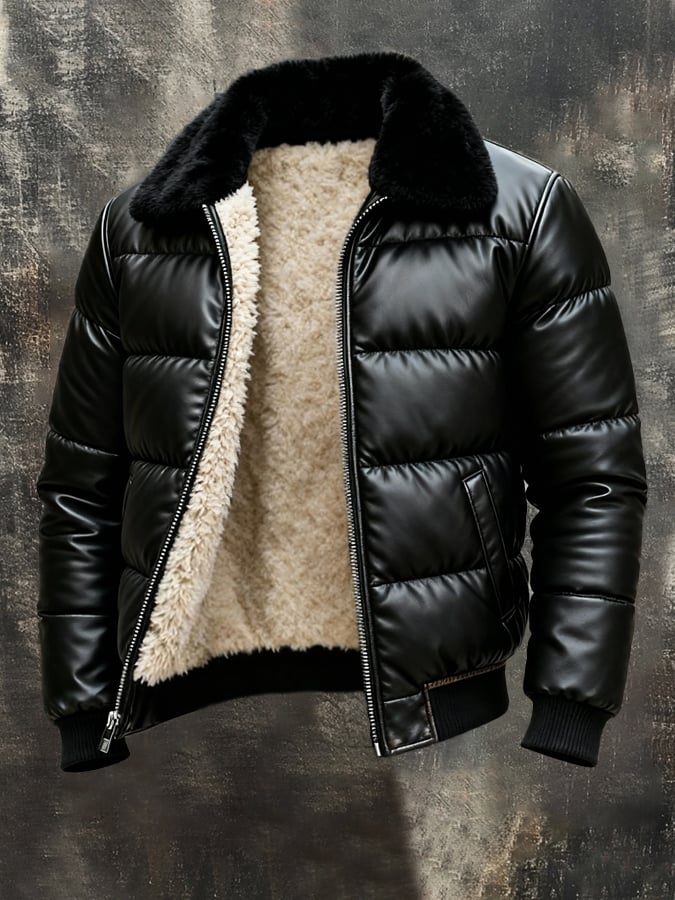 Céline | Veste en Cuir à Doublure Sherpa