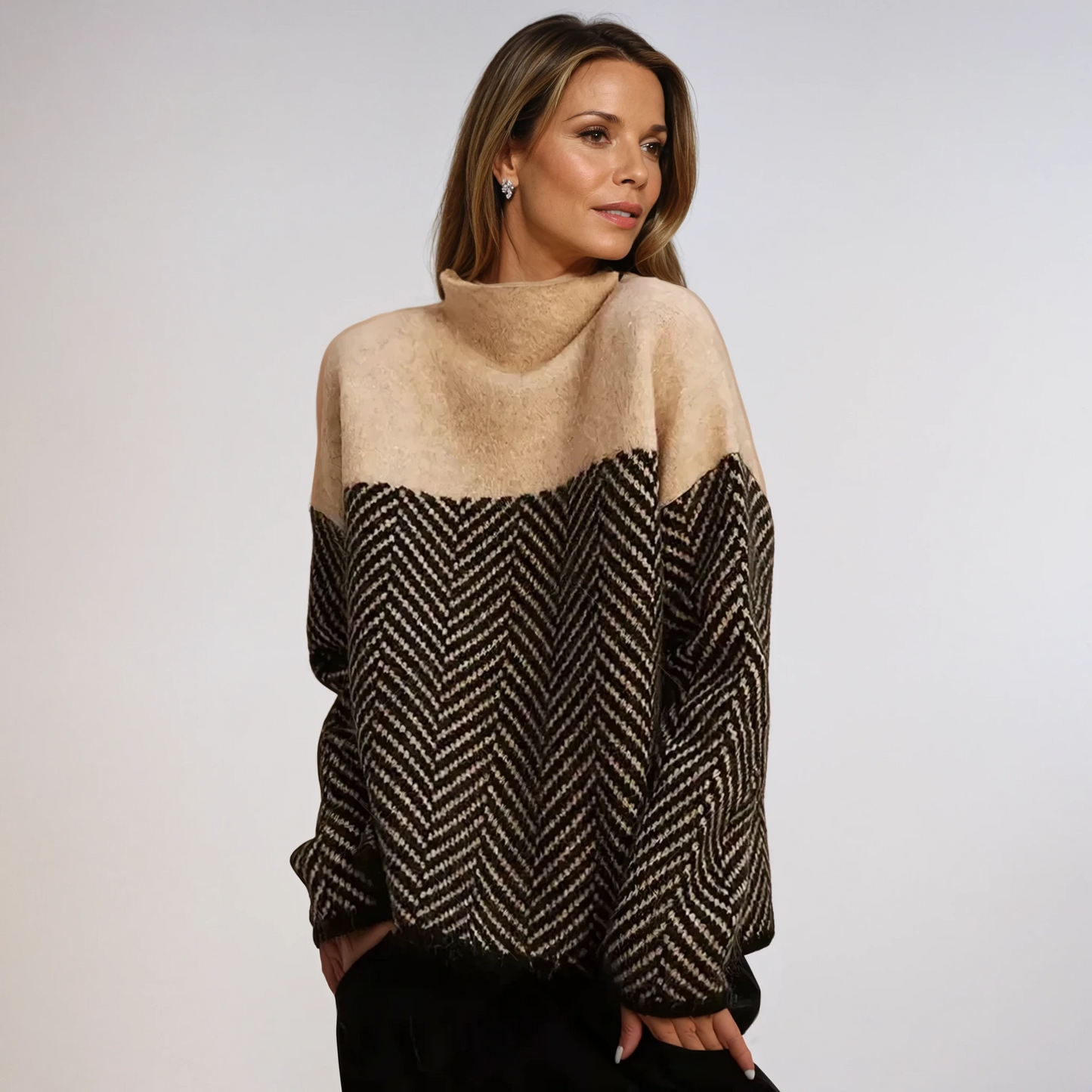 Isabella | Chevrons Col Roulé Pull
