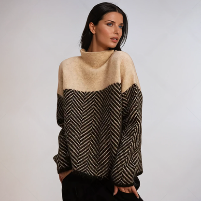 Isabella | Chevrons Col Roulé Pull