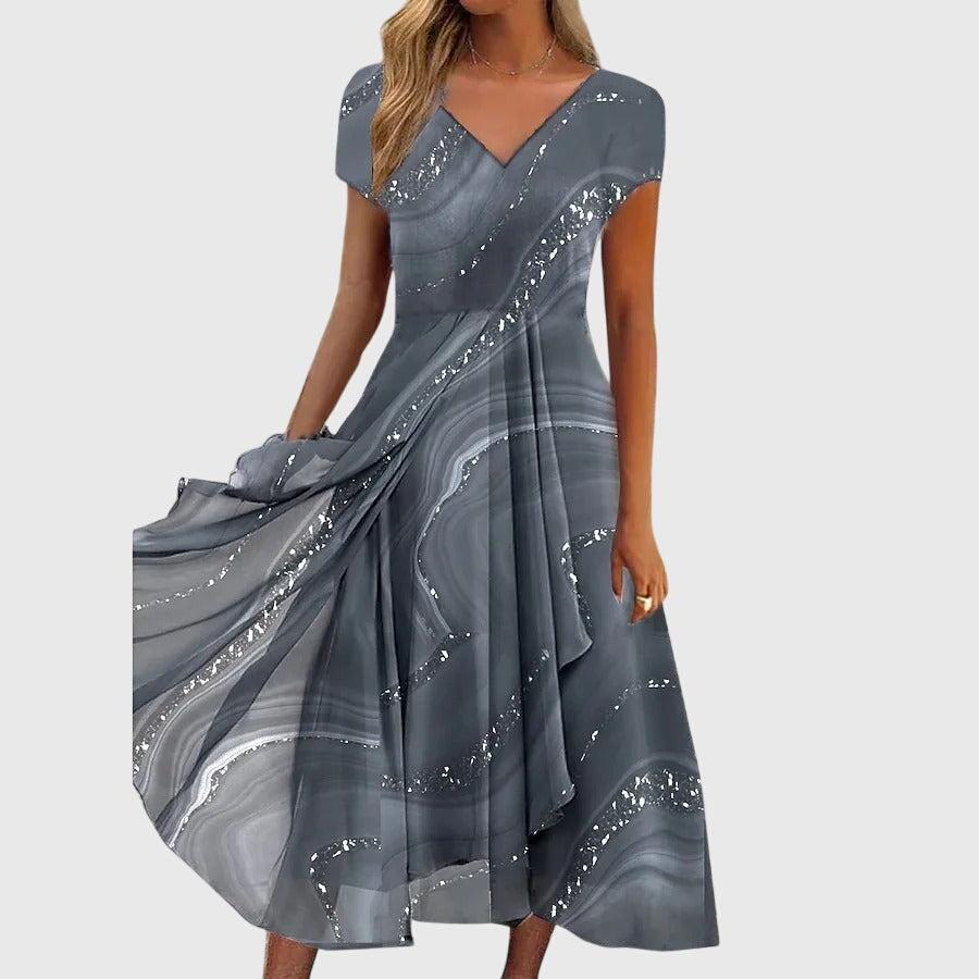 Chloe | Imprimé Fluide Robe Mi-Longue