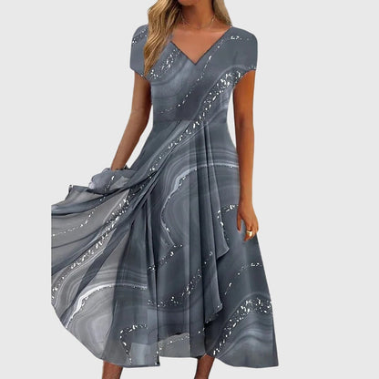 Chloe | Imprimé Fluide Robe Mi-Longue