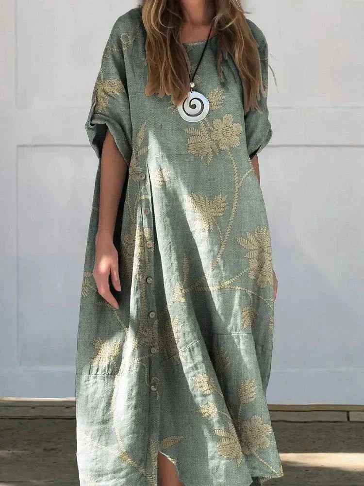 Camille | Luxe Lin-Blend Robe Mi-Longue