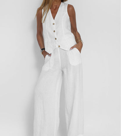 Inès | Ensemble Veste Boutonnée et Pantalon Large