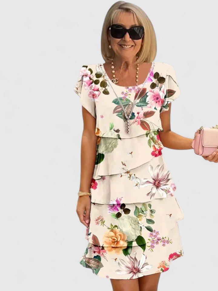 Rosalie | À Volants Floral Robe Mi-Longue