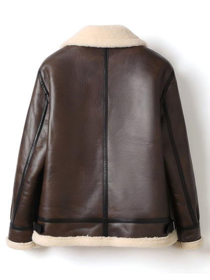 Aurèle | Veste Motard Shearling Marron