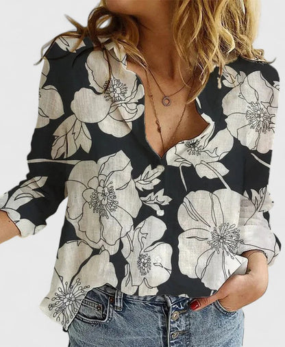 Aria | Coton-Lin Button Blouse