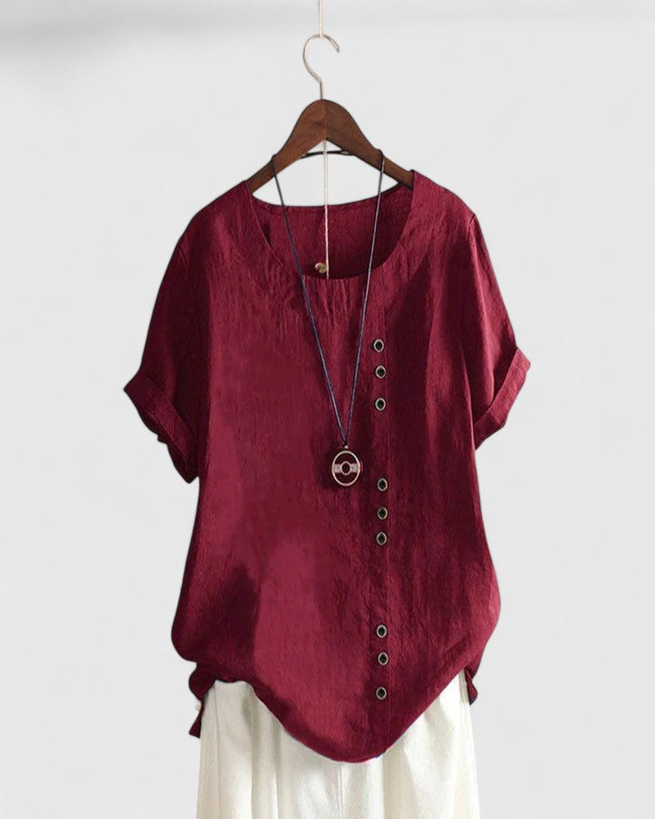 Noelle | Manches Courtes Button Blouse
