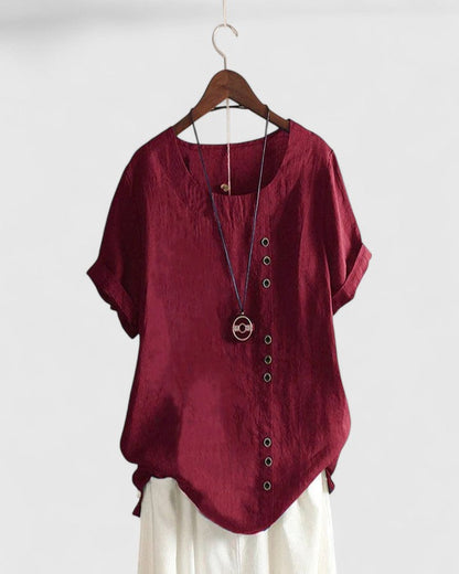 Noelle | Manches Courtes Button Blouse