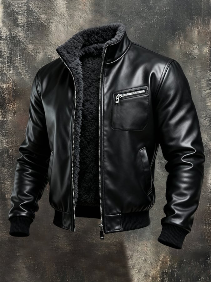 Sébastien | Veste Cuir Synthétique Doublée Sherpa