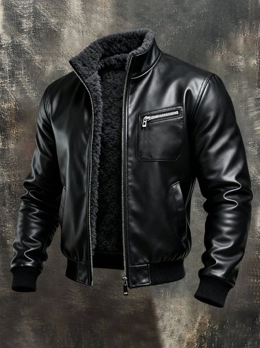 Sébastien | Veste Cuir Synthétique Doublée Sherpa