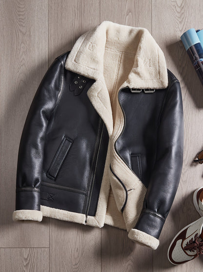 Clara | Blouson Aviateur en Cuir Doublé
