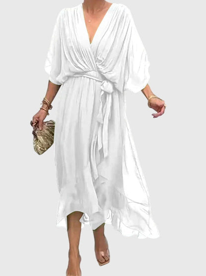 Arabella | Fluide Col en V Robe Mi-Longue