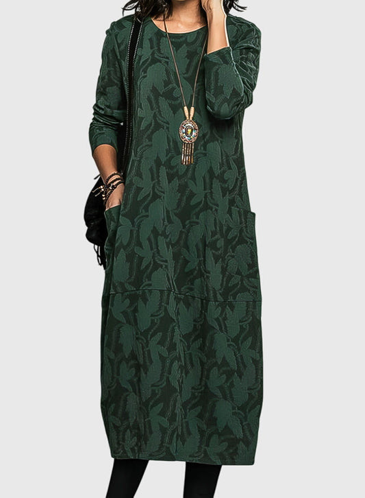 Gabrielle | Décontracté Round-Neck Robe Mi-Longue