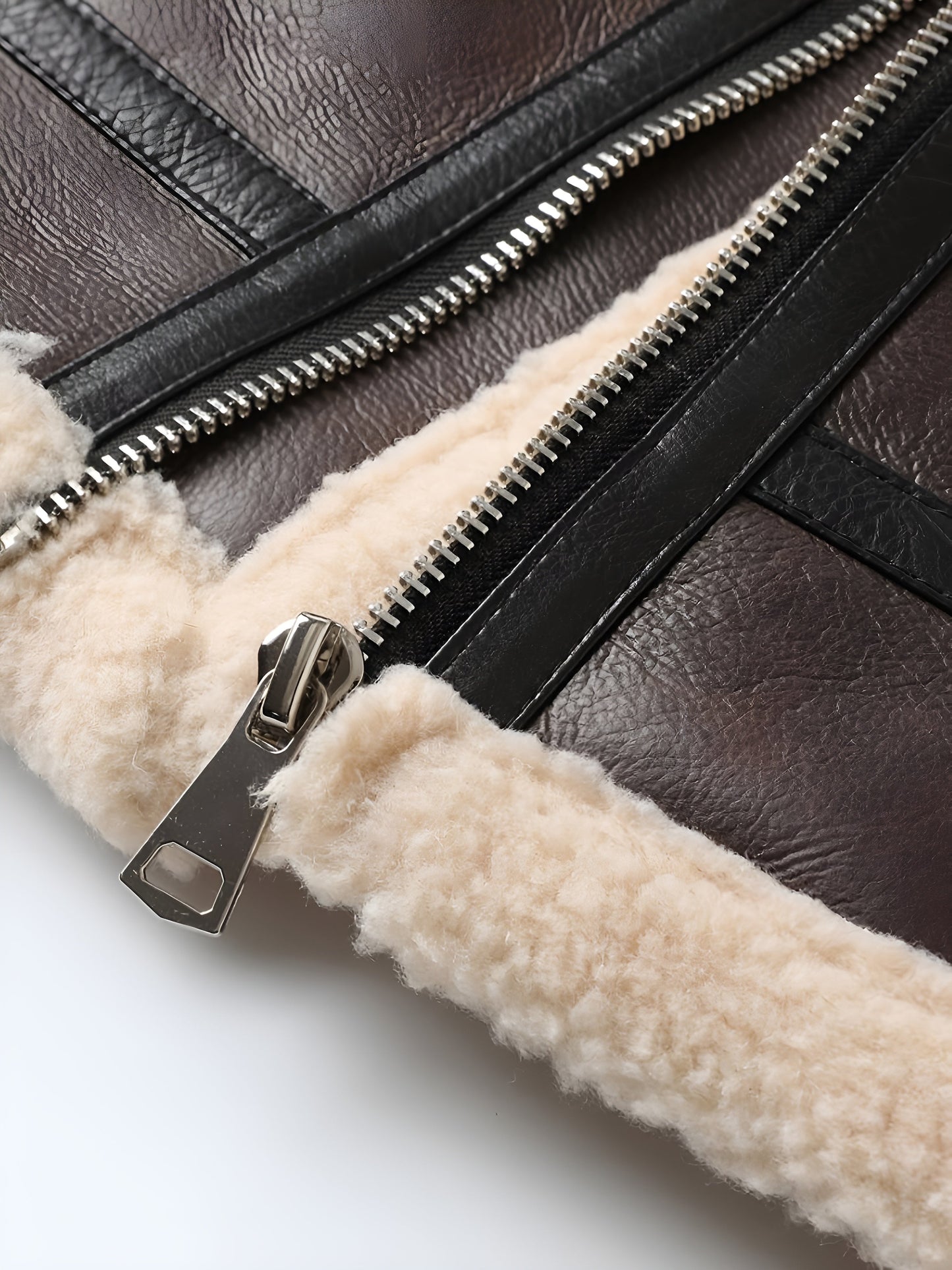 Aurèle | Veste Motard Shearling Marron
