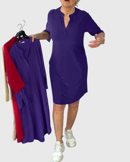Annika | Col en V Robe Mi-Longue