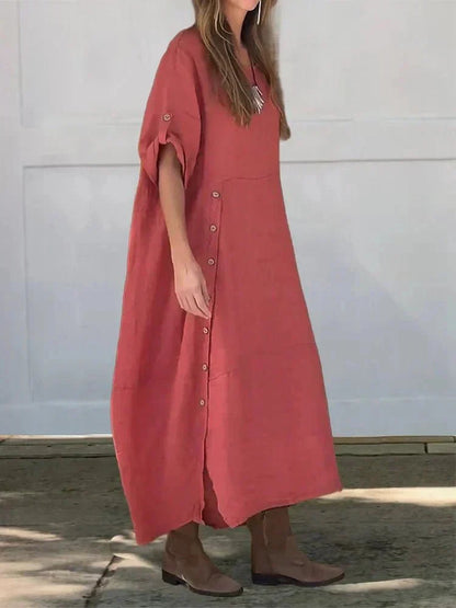 Camille | Luxe Lin-Blend Robe Mi-Longue