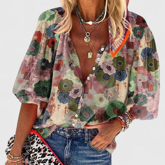 Aria | Floral Boutonnée Devant Blouse