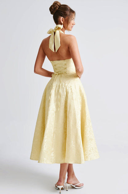 Delphine | Robe Midi Citron Élégante