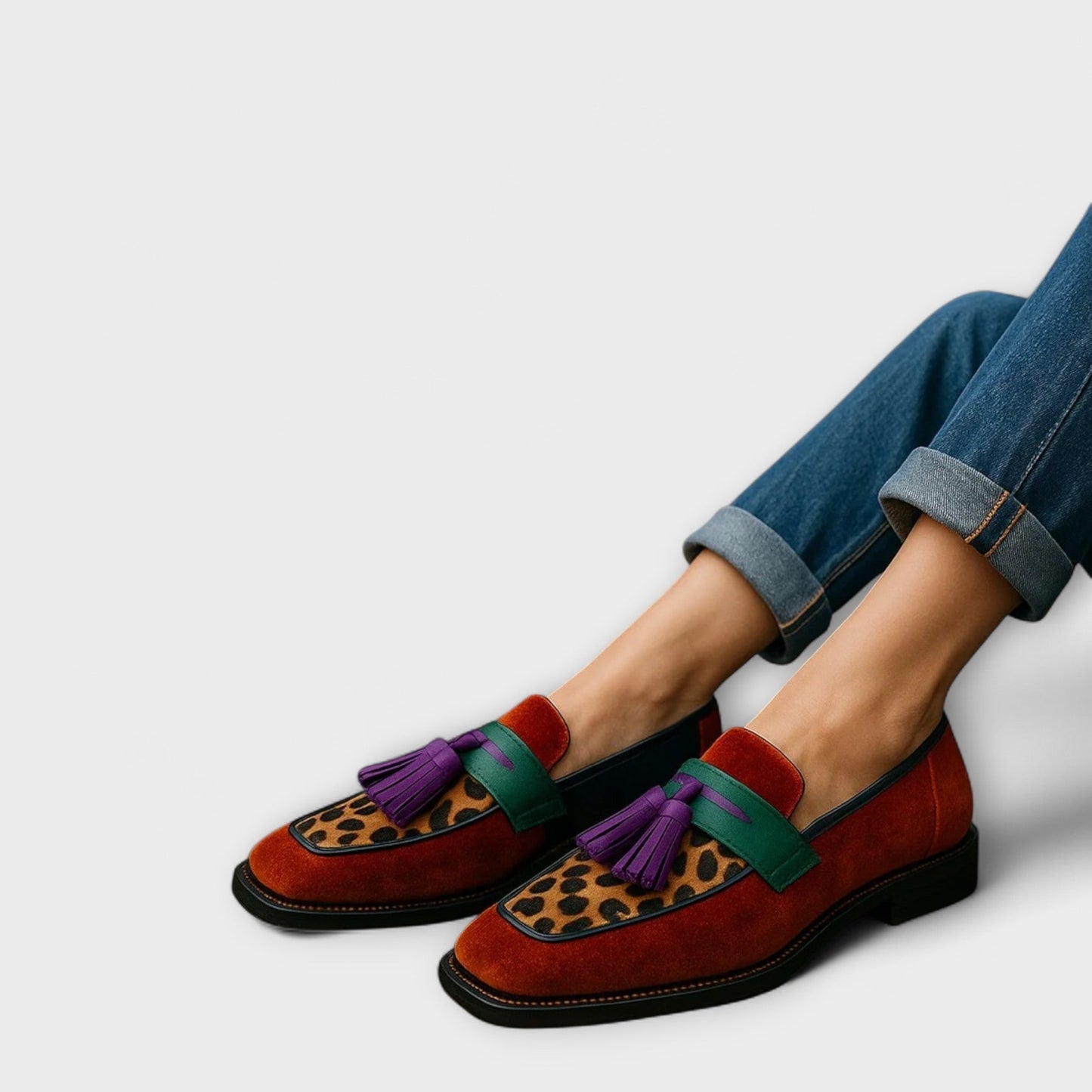 Emilia | Multicolor Squared-Toe Mocassins