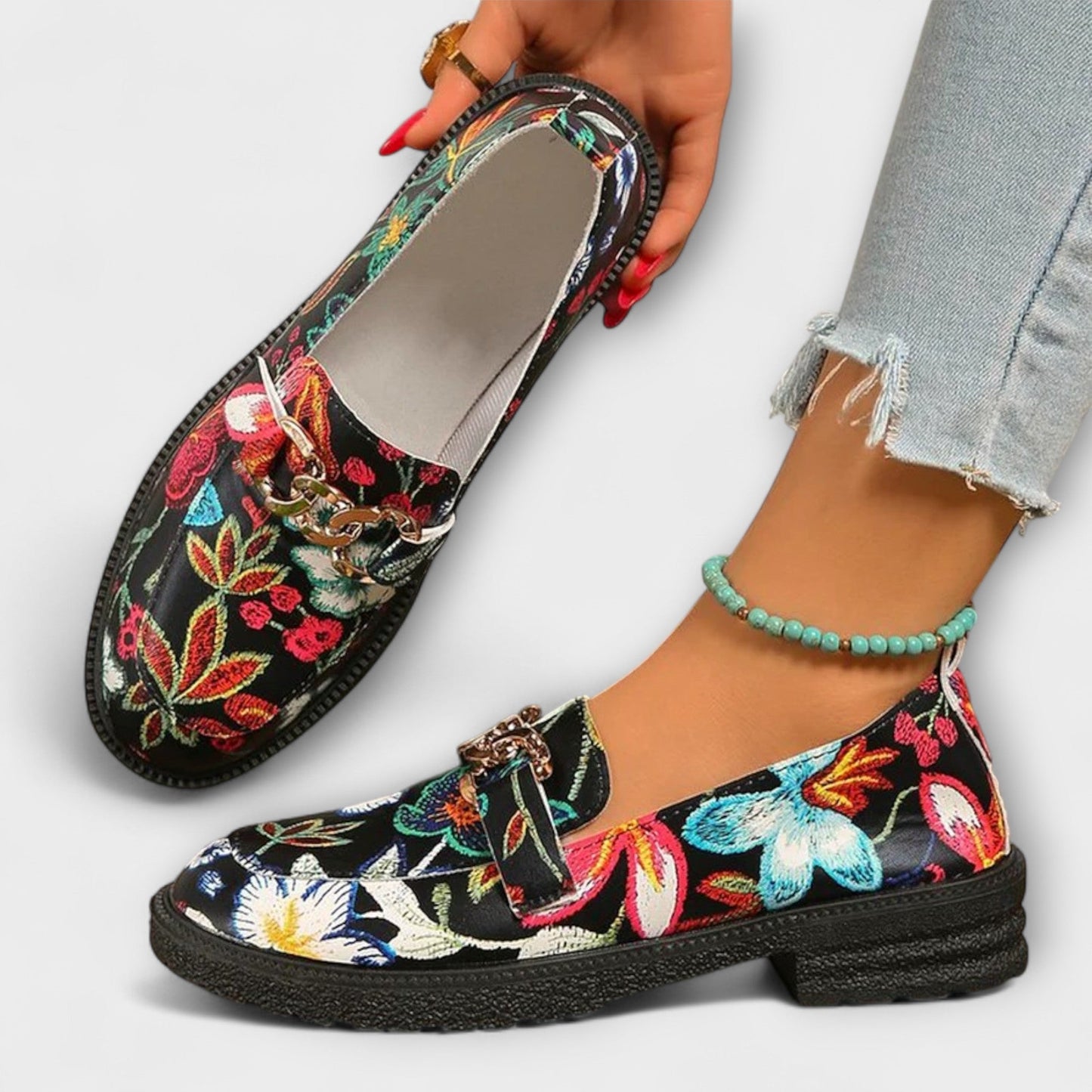 Delphine | Multicolor Floral Mocassins