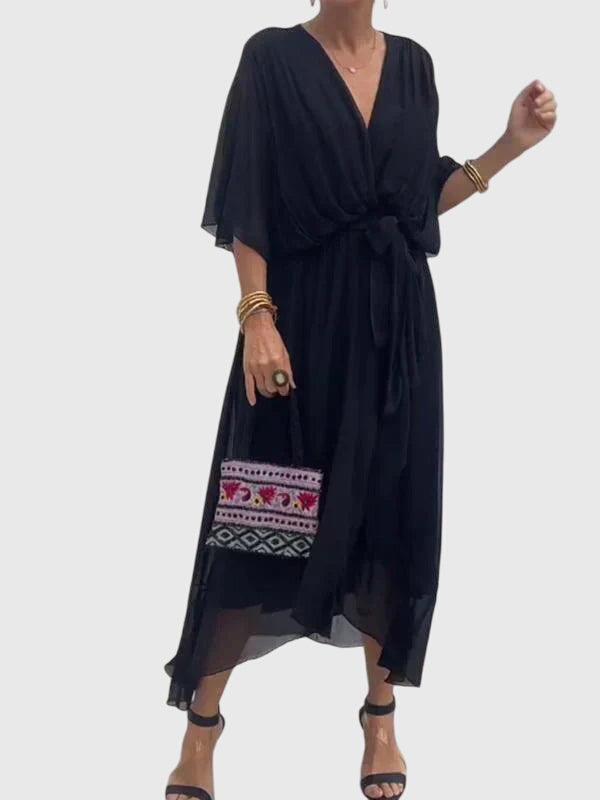 Arabella | Fluide Col en V Robe Mi-Longue