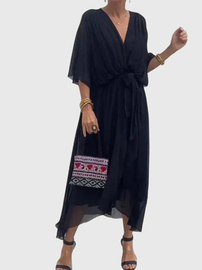 Arabella | Fluide Col en V Robe Mi-Longue