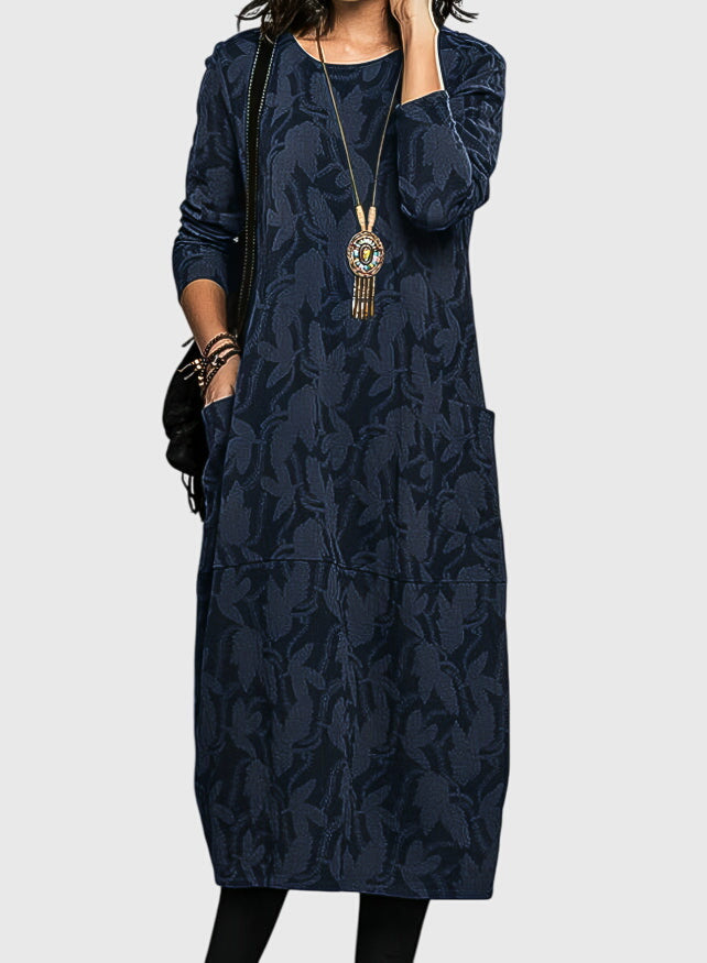 Gabrielle | Décontracté Round-Neck Robe Mi-Longue