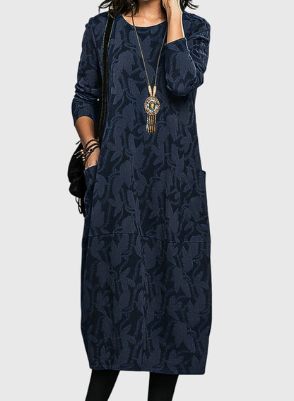 Gabrielle | Décontracté Round-Neck Robe Mi-Longue