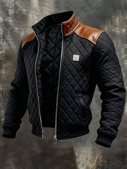 Valentin | Parka Matelassée à Épaules Cuir