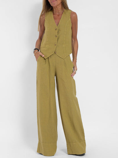 Inès | Ensemble Veste Boutonnée et Pantalon Large