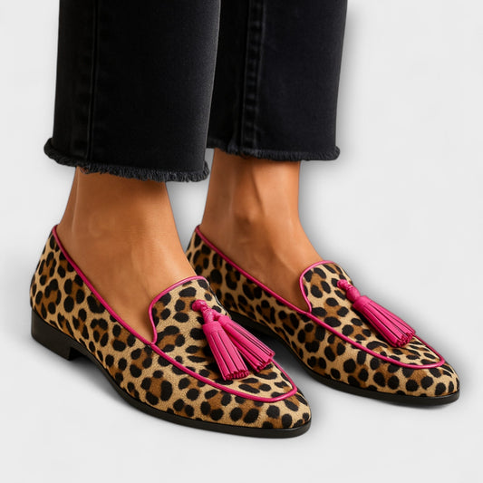 Lana | Frangé Imprimé Animal Mocassins