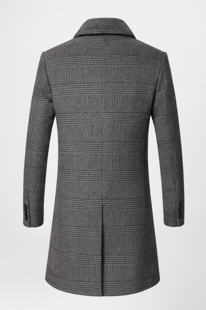 Timothée | Manteau en Laine À Carreaux Taupe