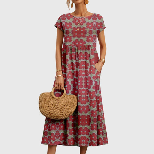 Delphine | Floral Robe Mi-Longue