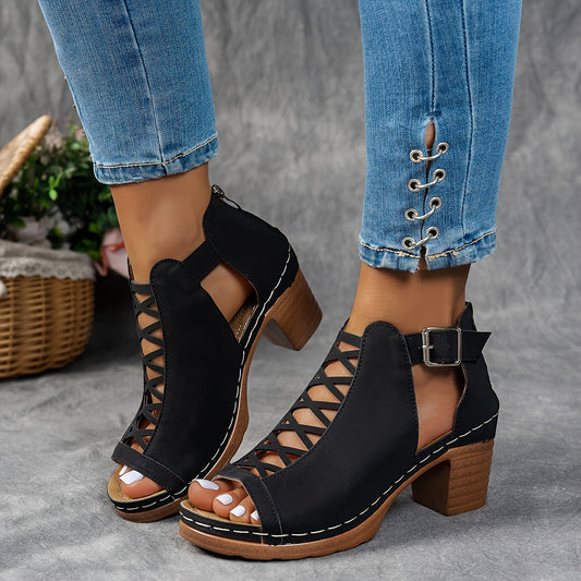 Sophia | Lattice-Heel Block Sandales