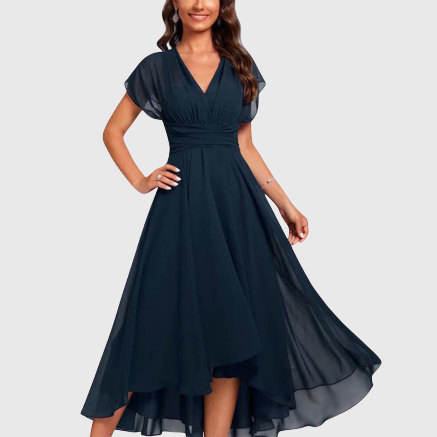 Sophia | Col en V Évasée Robe Courte