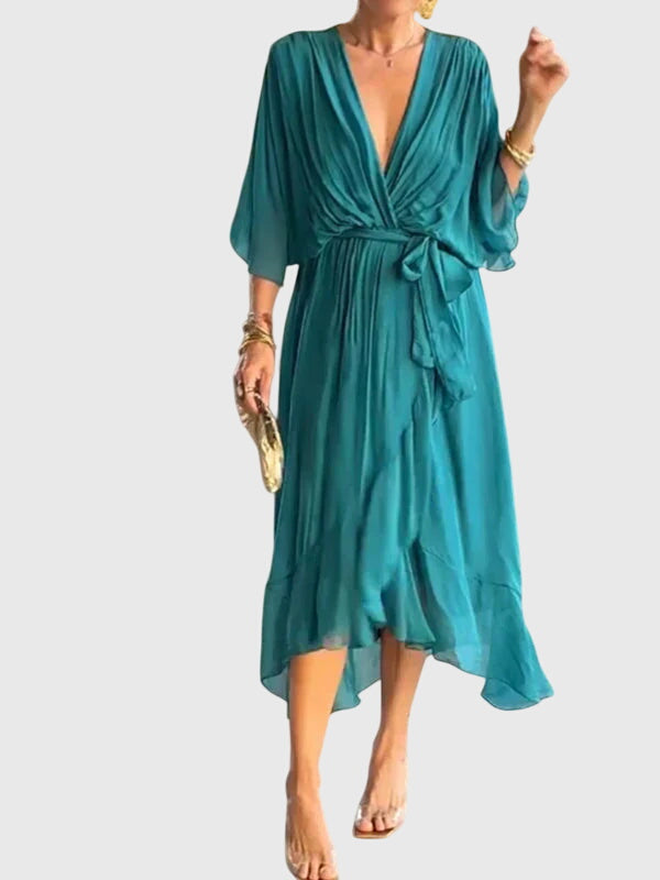 Arabella | Fluide Col en V Robe Mi-Longue