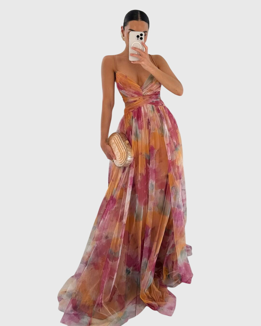 Isabella | Floral Cross-Bride Robe Longue