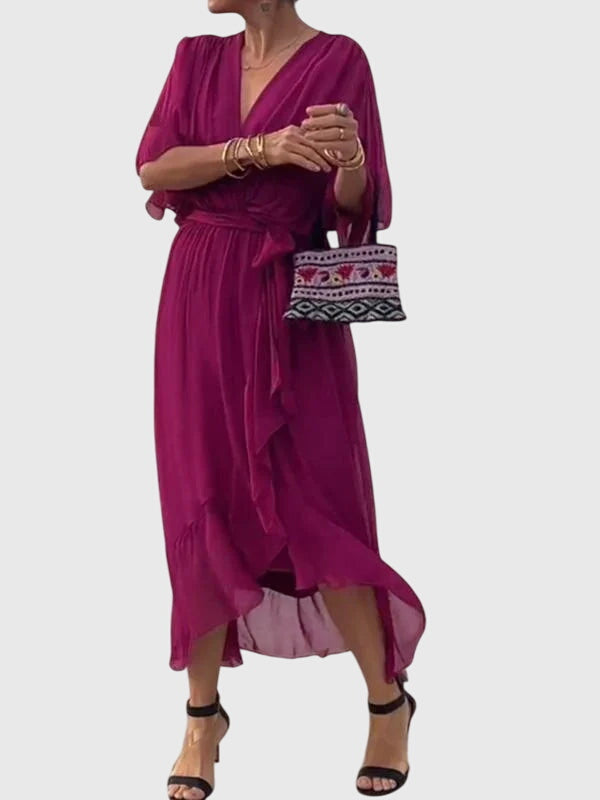 Arabella | Fluide Col en V Robe Mi-Longue