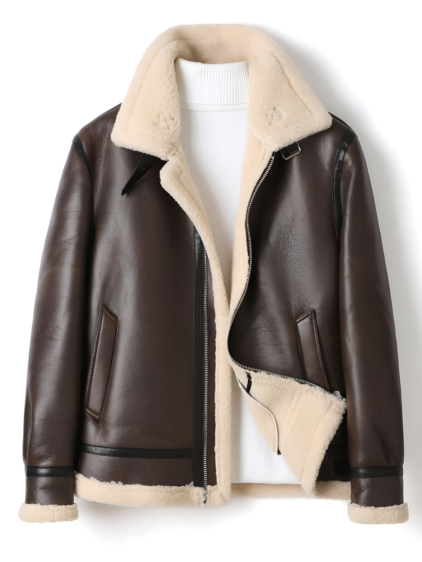 Aurèle | Veste Motard Shearling Marron