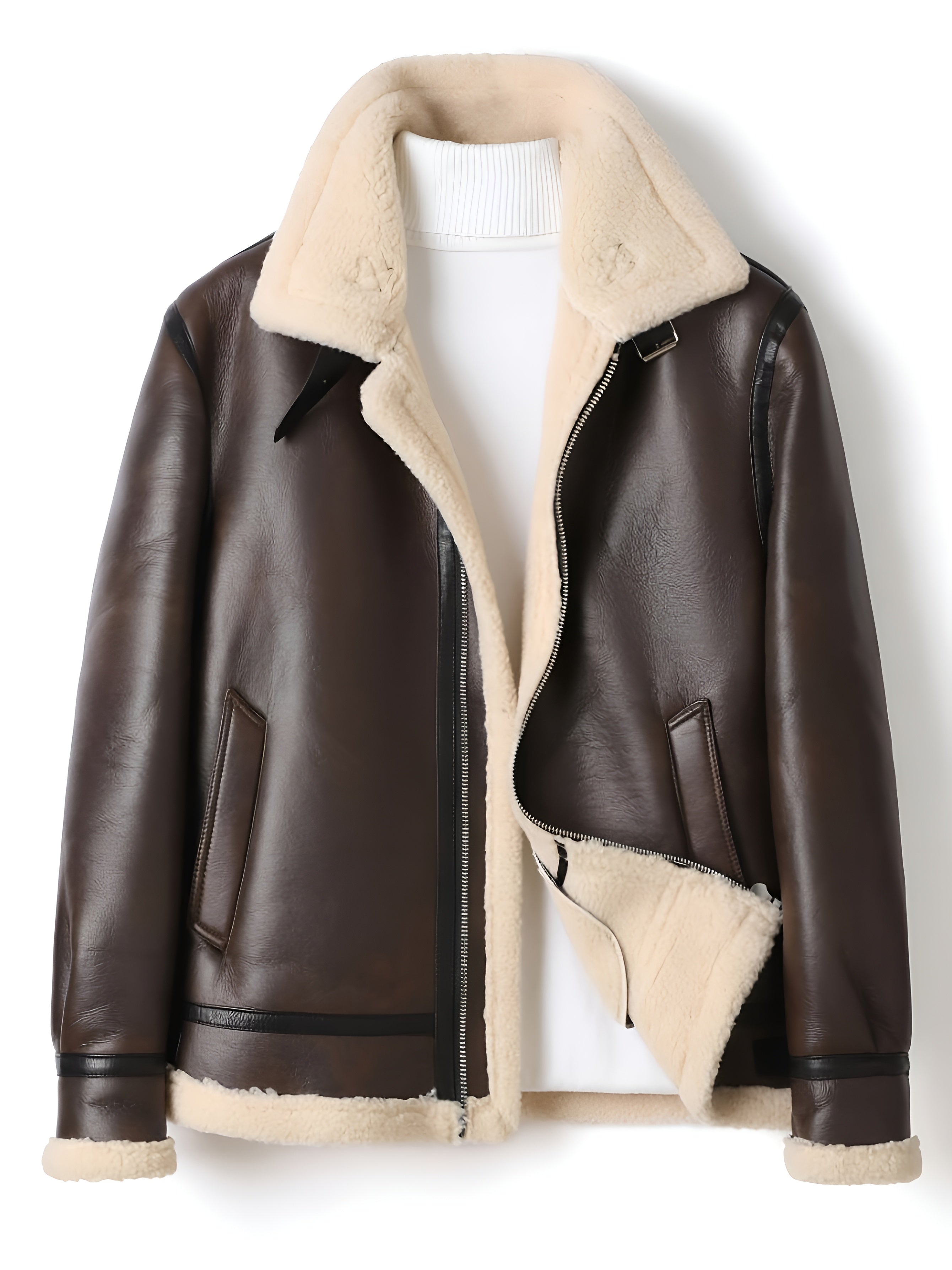 Aurèle | Veste Motard Shearling Marron