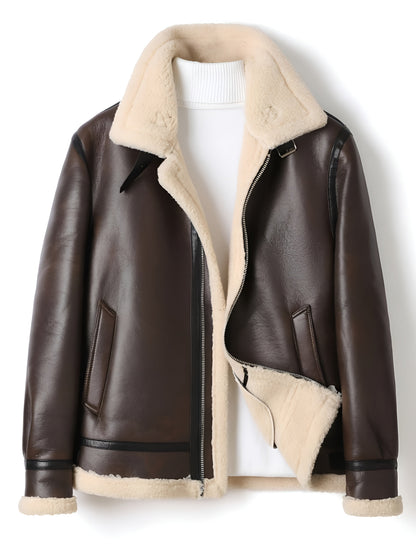 Aurèle | Veste Motard Shearling Marron